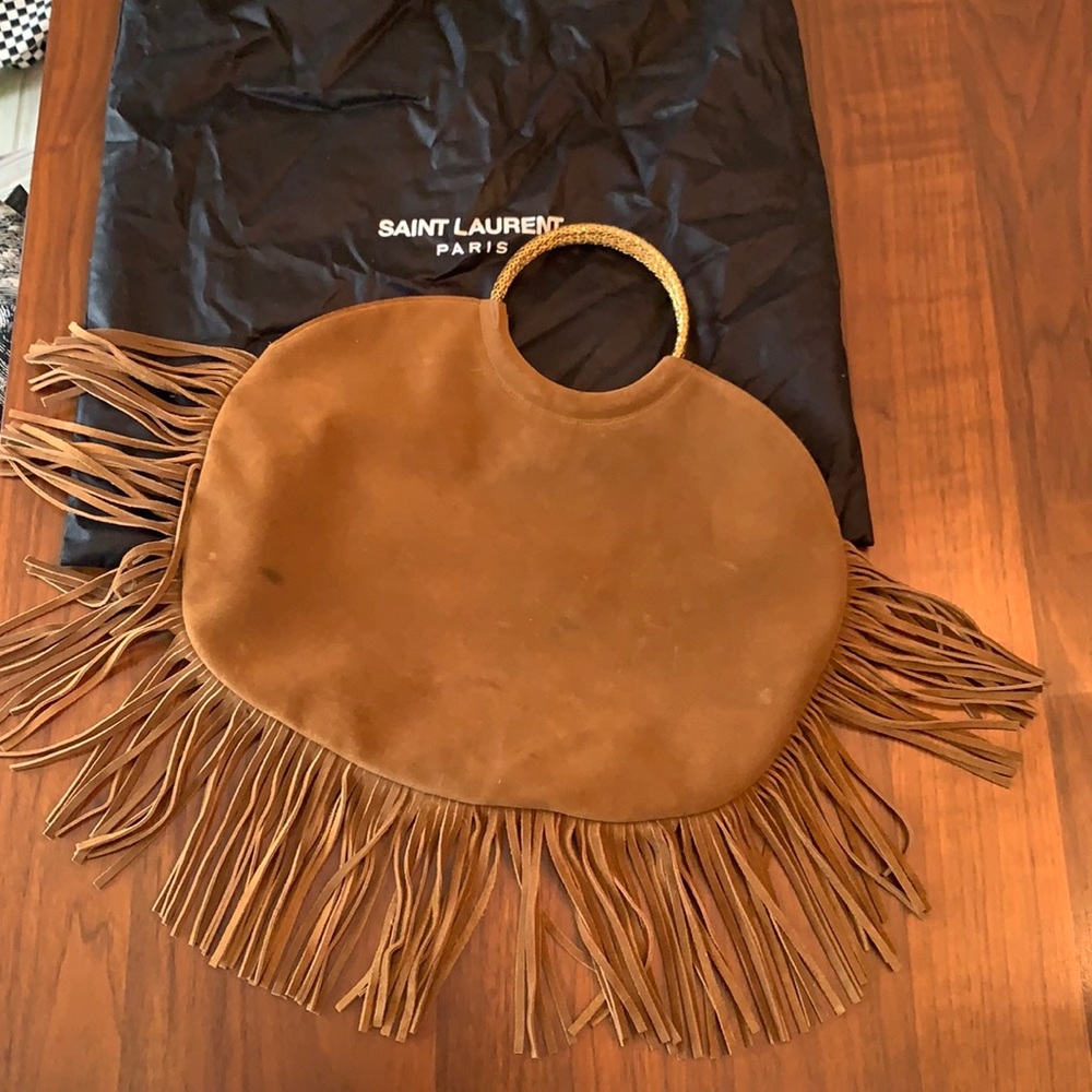 Authentic Saint Laurent brown suede handbag